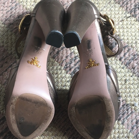 Prada Metallic Platform Sandal Heels Euro 37.5 - Picture 7 of 9